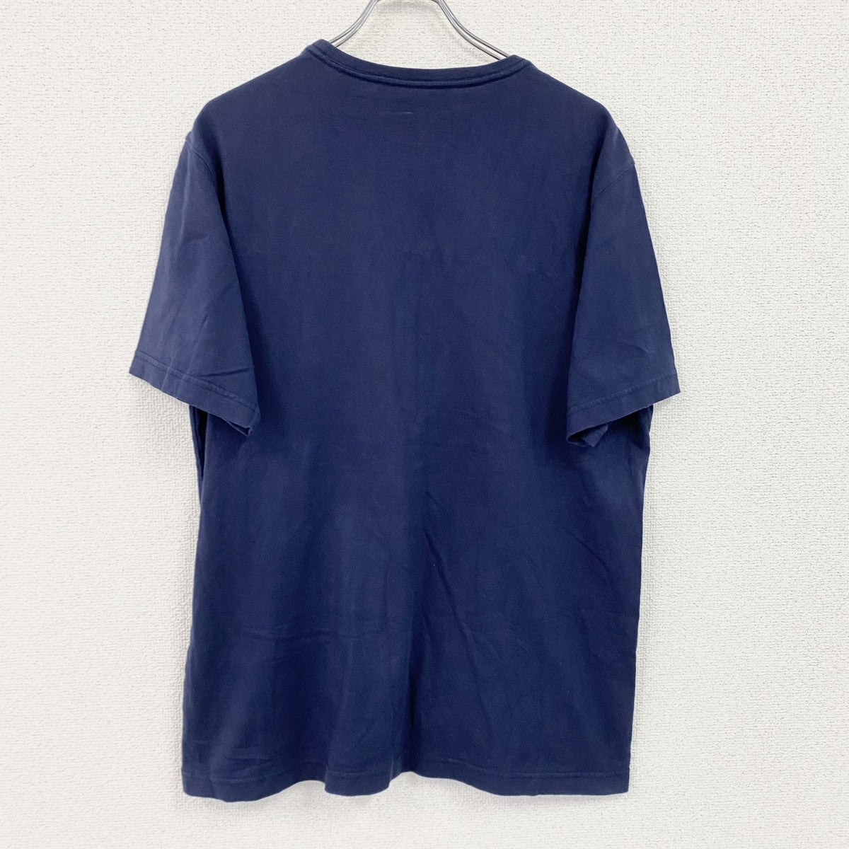 Eddie Bauer　エディーバウアー　半袖プリントTシャツ　デカロゴ　ロゴプリント　紺　ネイビー　Lサイズ　古着