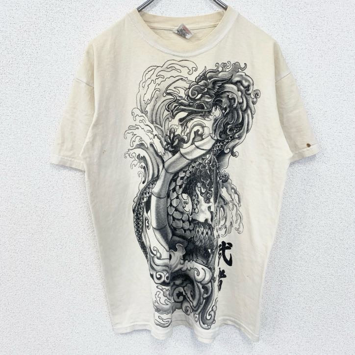 フルーツオブザルーム　半袖両面ビッグプリントTシャツ　ドラゴン　龍　武者　和柄　ヴィンテージ　Lサイズ　古着