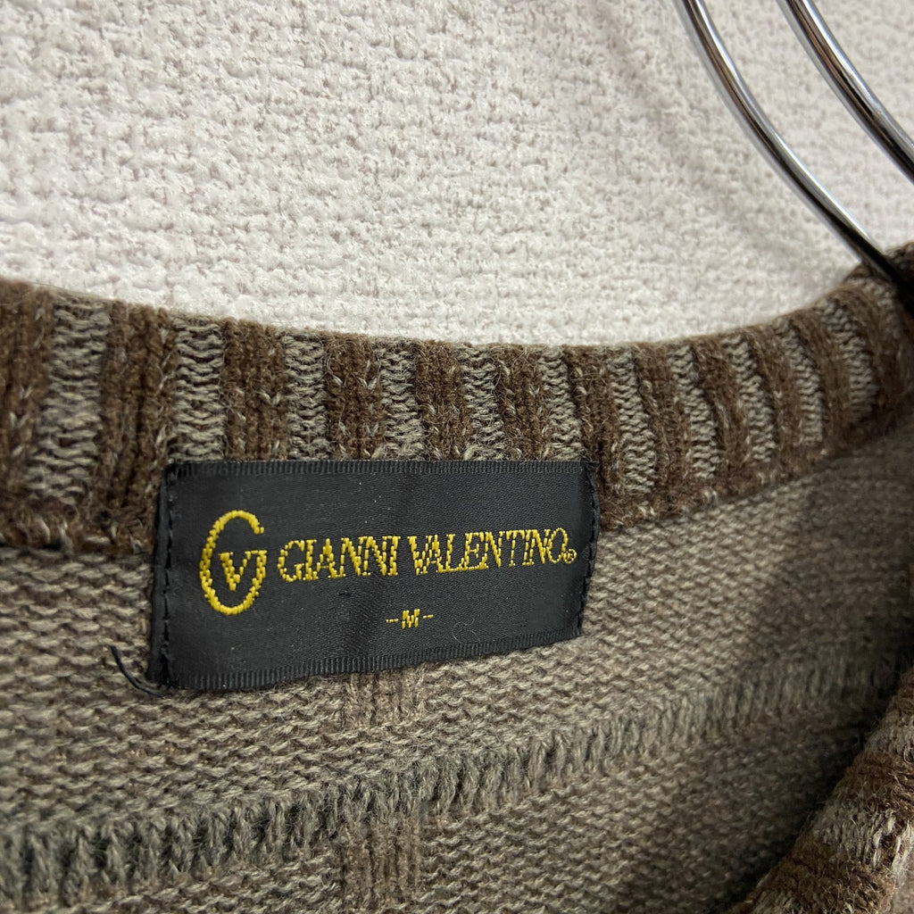 90s～　GIANNI VALENTINO　ジャンニ ヴァレンティノ　アクリルニットセーター　茶色　ブラウン　Mサイズ　　ヴィンテージ　古着