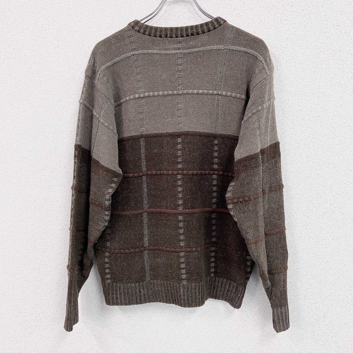 90s～　GIANNI VALENTINO　ジャンニ ヴァレンティノ　アクリルニットセーター　茶色　ブラウン　Mサイズ　　ヴィンテージ　古着