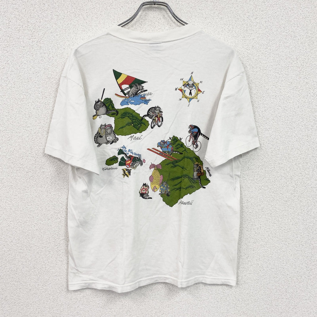 80s～　Crazy Shirts　クレイジーシャツ　半袖プリントTシャツ　シングルステッチ　両面プリント　白　ホワイト　Mサイズ　　ヴィンテージ　古着
