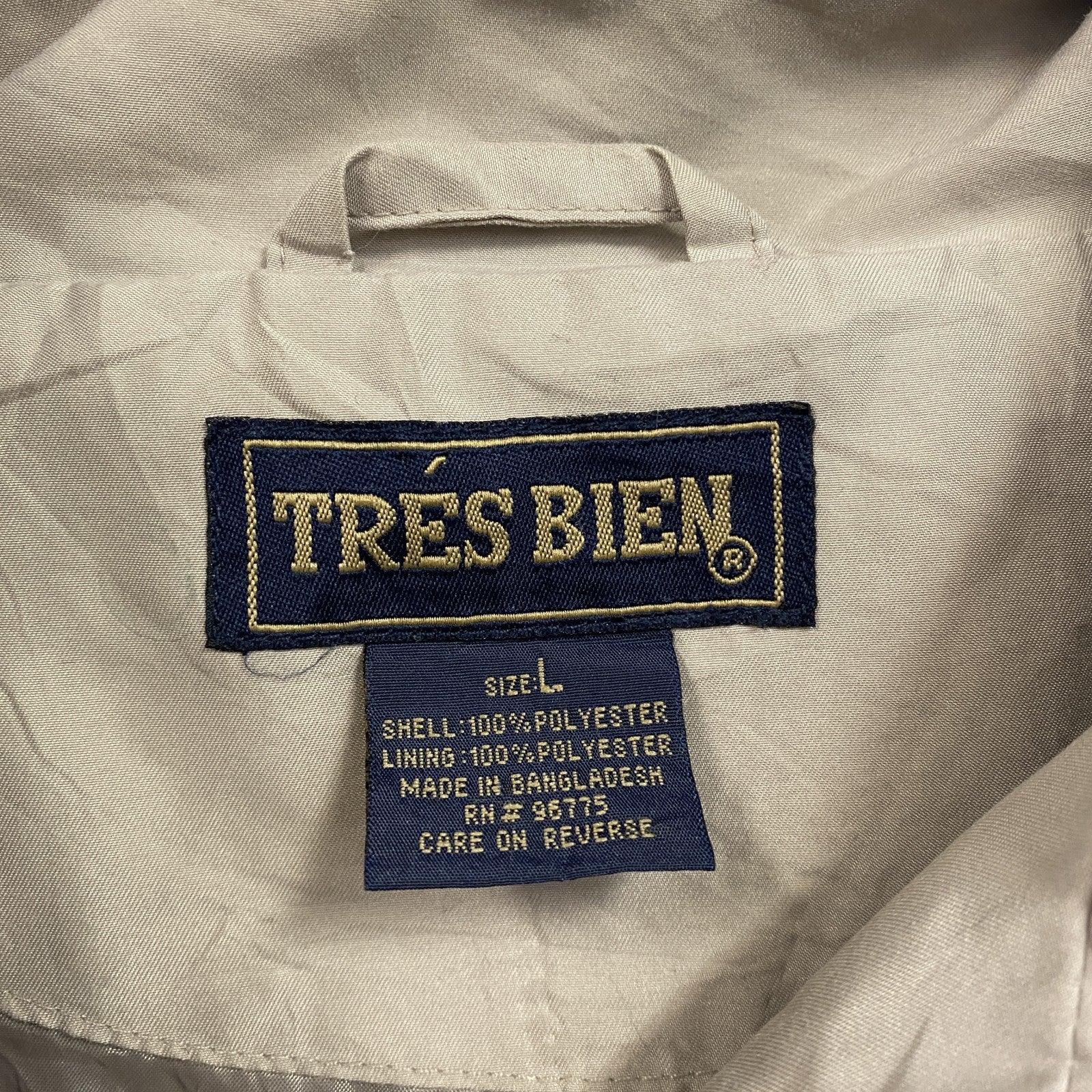 80s～　TRES BIEN　トレビアン　ハーフジッププルオーバージャケット　比翼仕立て　ベージュ　Lサイズ　　ヴィンテージ　古着