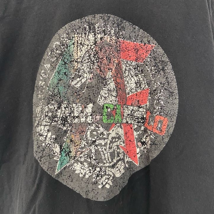 Hanes　ヘインズ　半袖プリントTシャツ　レトロデザイン　クルーネック　黒　ブラック　Mサイズ　古着