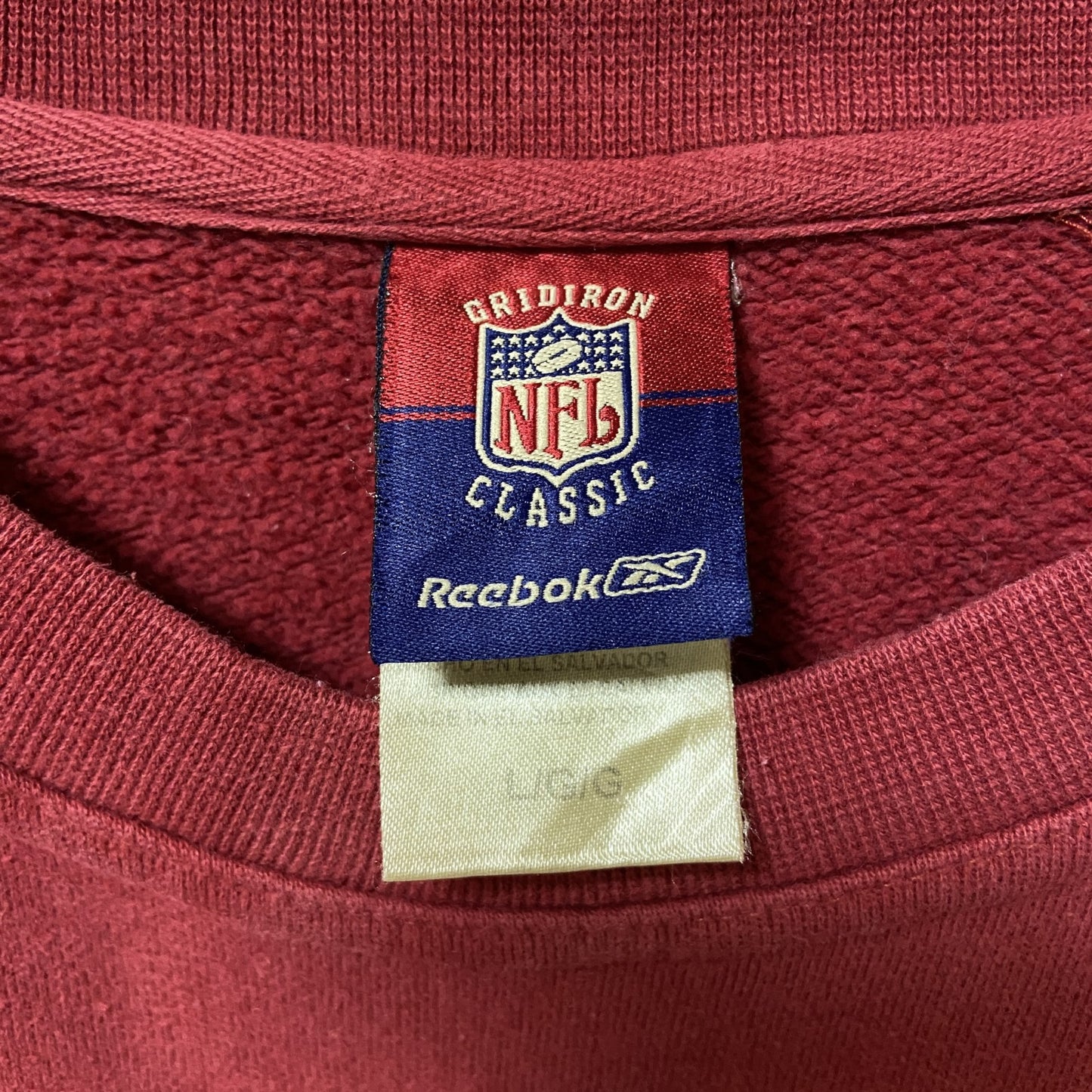 古着 used　Reebok リーボック　NFL　レッドスキンズ　コマンダース　長袖オフィシャルプリントスウェット　赤　Lサイズ