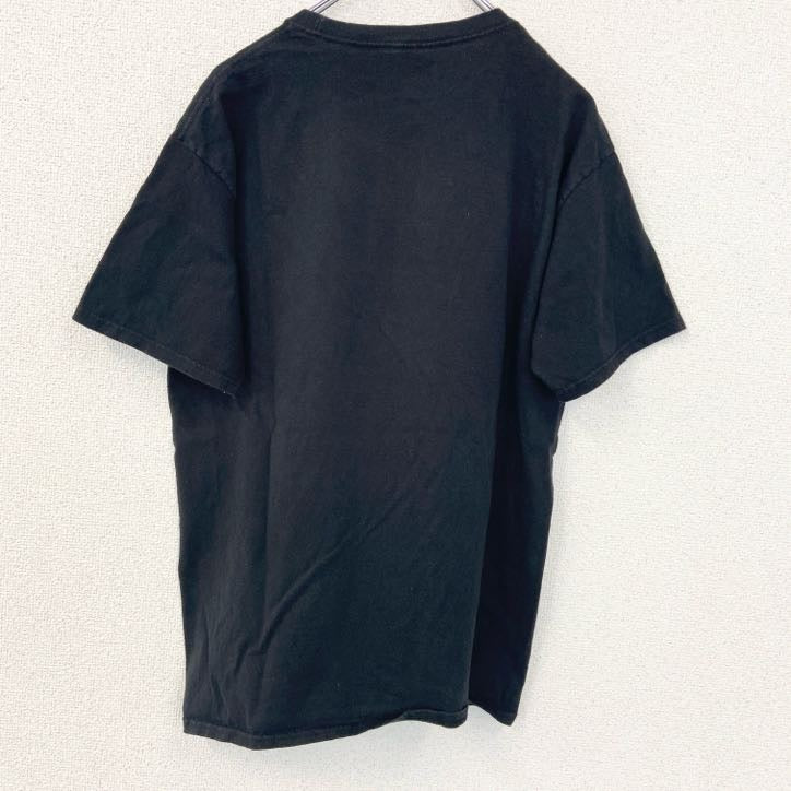 Hanes　ヘインズ　半袖プリントTシャツ　レトロデザイン　クルーネック　黒　ブラック　Mサイズ　古着