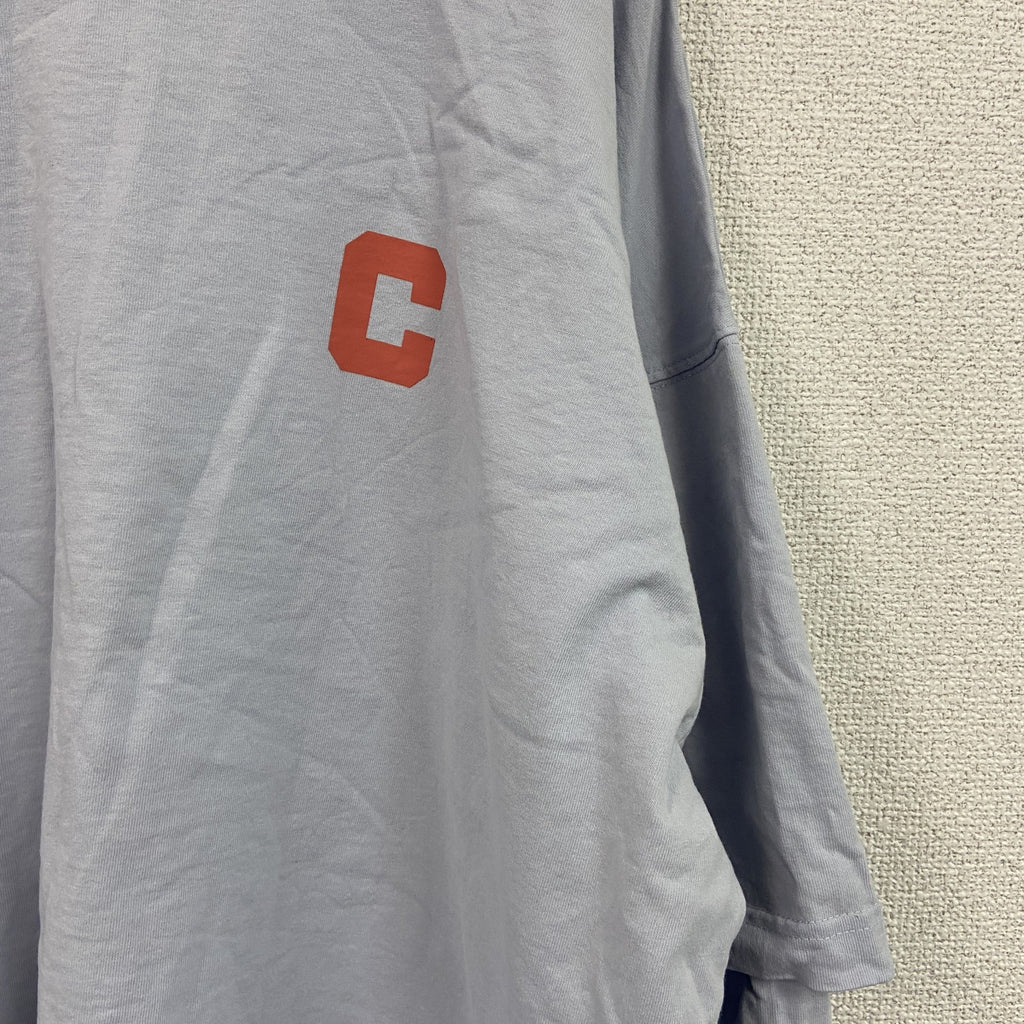Champion　チャンピオン　長袖プリントTシャツ/ロンT　デカロゴ　刺繍ロゴ　水色　ライトブルー　FREEサイズ　古着