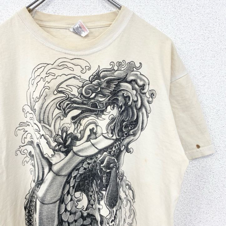 フルーツオブザルーム　半袖両面ビッグプリントTシャツ　ドラゴン　龍　武者　和柄　ヴィンテージ　Lサイズ　古着