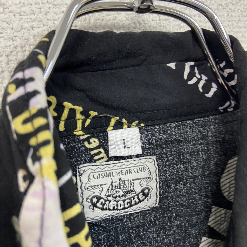 CARDCHE　長袖シャツ　総柄　黒　ブラック　Lサイズ　古着