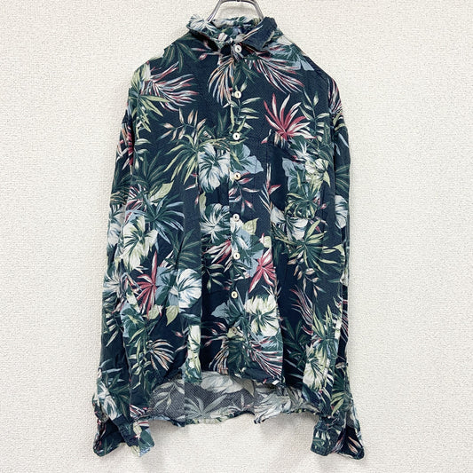 CARDCHE　長袖シャツ　総柄　緑　グリーン　Lサイズ