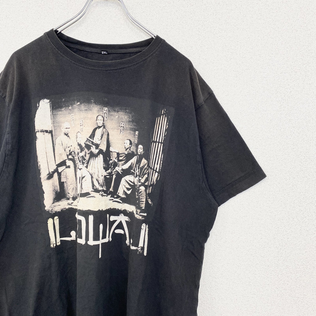 半袖プリントTシャツ　サムライ　samurai　クルーネック　レトロデザイン　黒　ブラック　XXLサイズ　古着