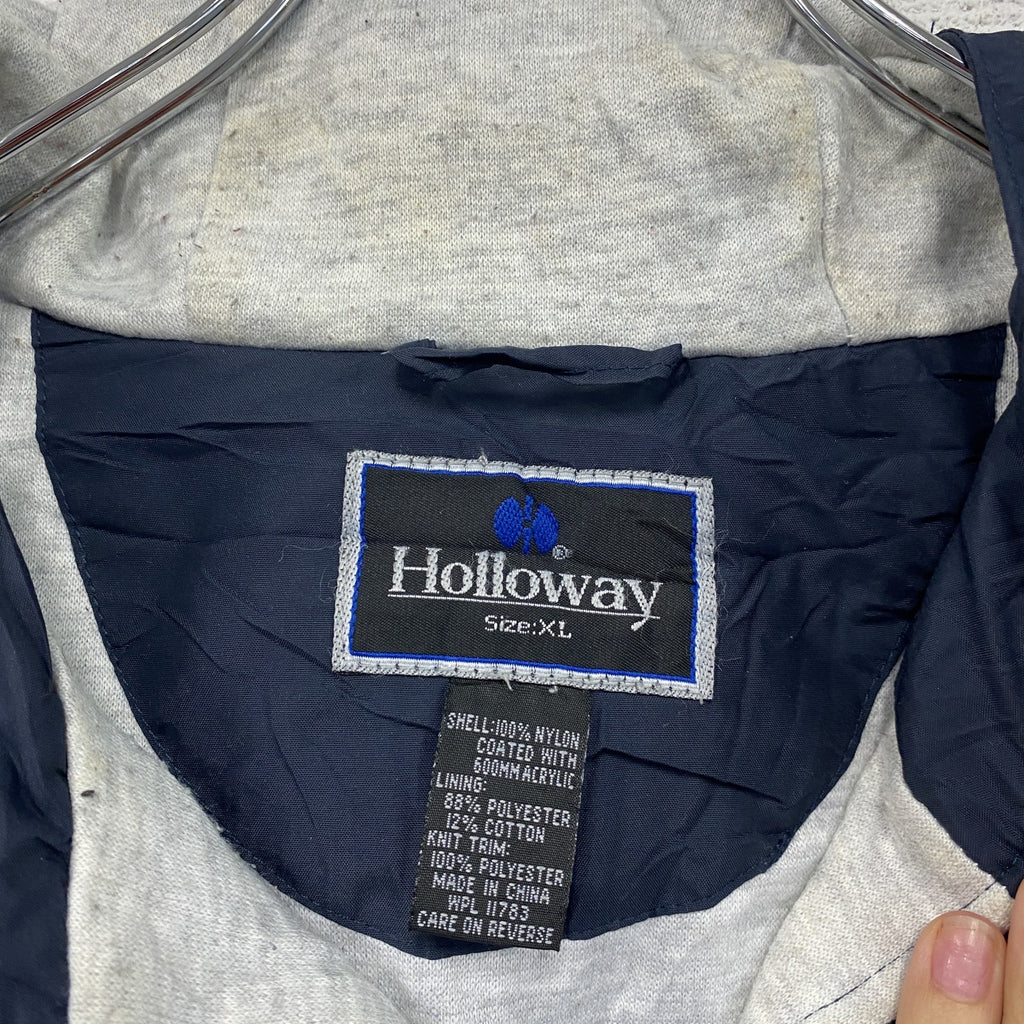 90s～　Holloway　RAIDERS　フルジップナイロンジャケット　フード付　ヴィンテージ　紺　ネイビー　XLサイズ　古着