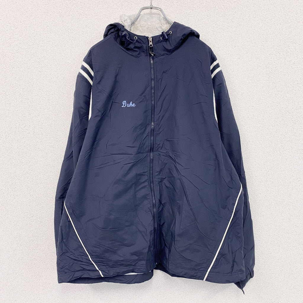 90s～　Holloway　RAIDERS　フルジップナイロンジャケット　フード付　ヴィンテージ　紺　ネイビー　XLサイズ　古着
