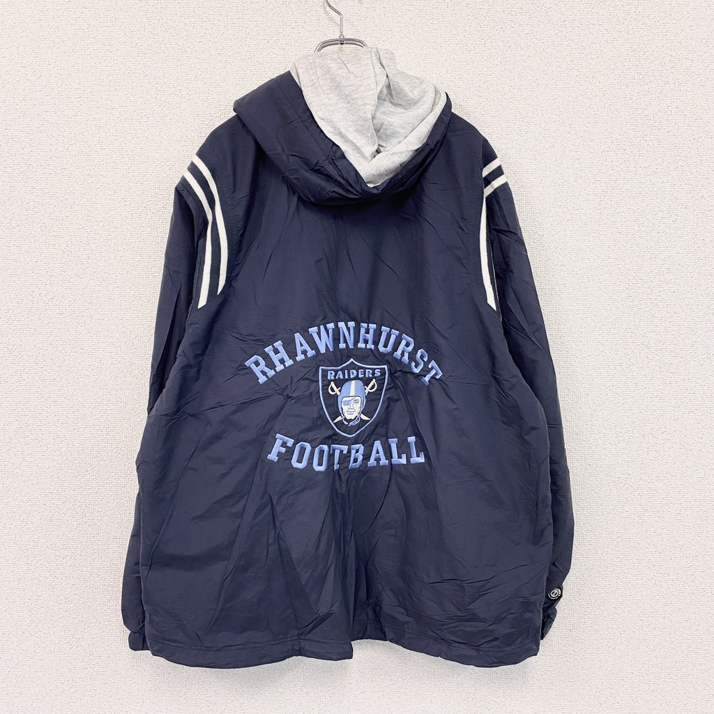 90s～　Holloway　RAIDERS　フルジップナイロンジャケット　フード付　ヴィンテージ　紺　ネイビー　XLサイズ　古着