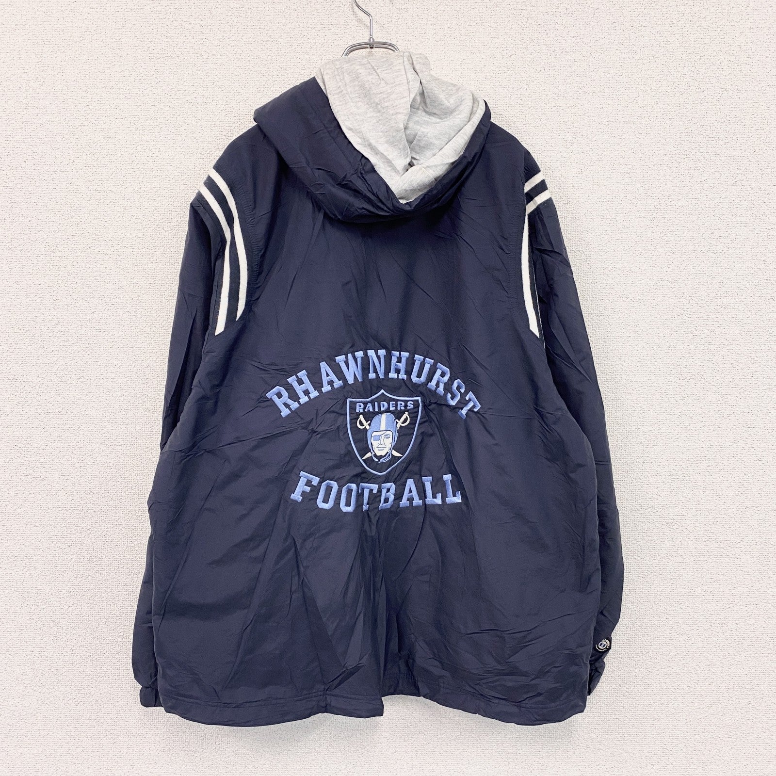 90s～　Holloway　RAIDERS　フルジップナイロンジャケット　フード付　ヴィンテージ　紺　ネイビー　XLサイズ　古着