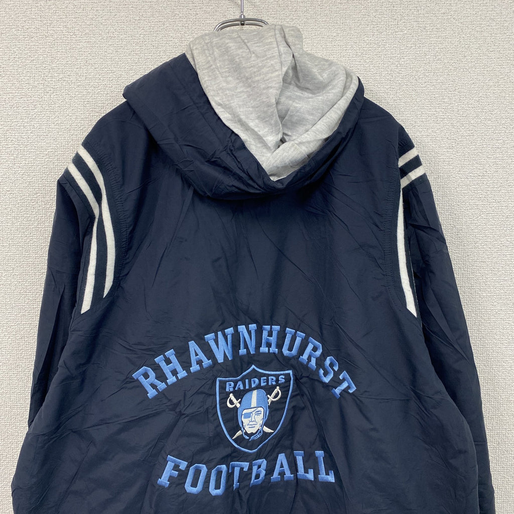 90s～　Holloway　RAIDERS　フルジップナイロンジャケット　フード付　ヴィンテージ　紺　ネイビー　XLサイズ　古着