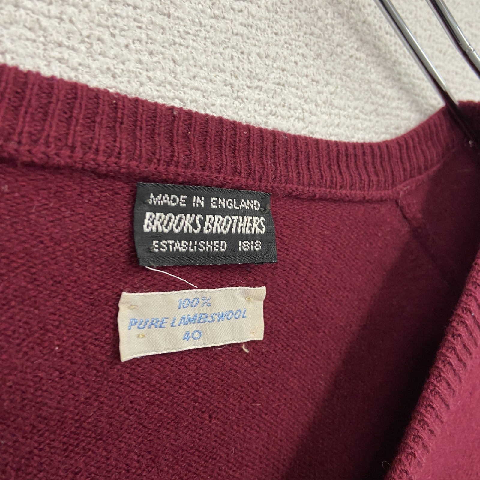 90s　BROOKS BROTHER　ブルックスブラザーズ　ピュアラムズウールニットセーター　赤　レッド　40サイズ　　ヴィンテージ　古着