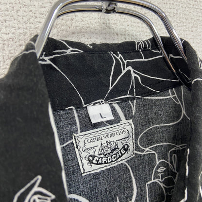 CARDCHE　長袖シャツ　総柄　黒　ブラック　Lサイズ