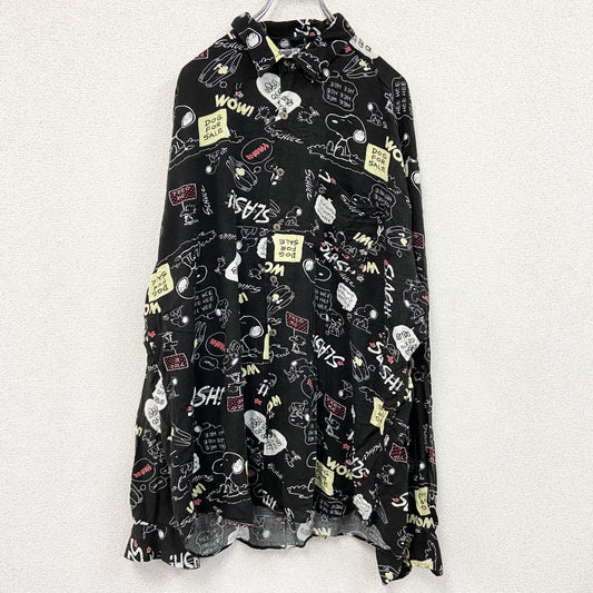 CARDCHE　スヌーピー　長袖シャツ　総柄　黒　ブラック　2XLサイズ
