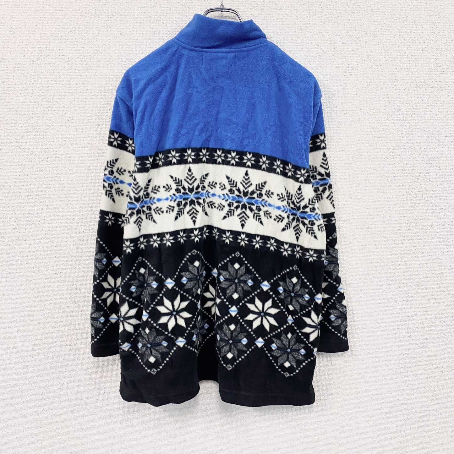 JENNIFER MOORE　フルジップフリースジャケット　マルチカラー　ブルー　ホワイト　ブラック　Lサイズ