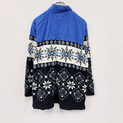 JENNIFER MOORE　フルジップフリースジャケット　マルチカラー　ブルー　ホワイト　ブラック　Lサイズ