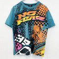 NO FEAR　ノーフィア　半袖プリントTシャツ　クルーネック　レトロデザイン　バイク　水色　ブルー　　古着
