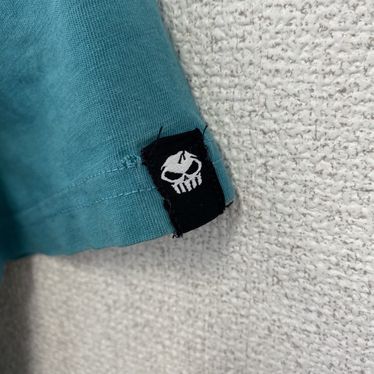 NO FEAR　ノーフィア　半袖プリントTシャツ　クルーネック　レトロデザイン　バイク　水色　ブルー　　古着