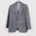 Aquascutum アクアスキュータム　テーラードジャケット　チェック柄　ノッチドラペル　灰色　グレー　古着