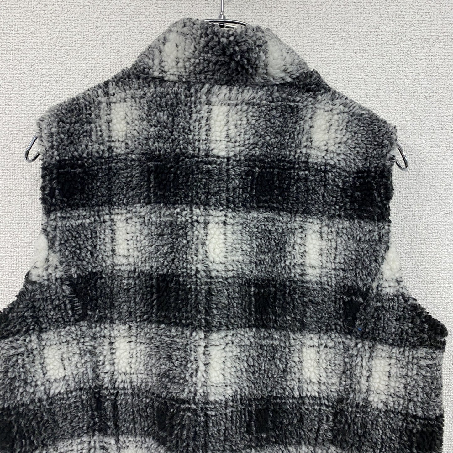 christopher&banks　フリースベスト/ボアベスト　チェック柄　黒　ブラック　白　ホワイト　Mサイズ