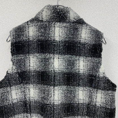 christopher&banks　フリースベスト/ボアベスト　チェック柄　黒　ブラック　白　ホワイト　Mサイズ