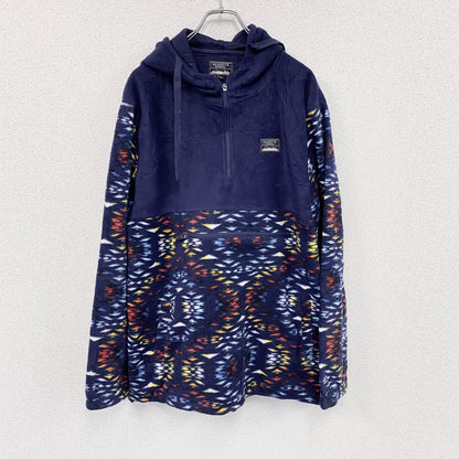 MASSIVE OUTDOOR　フリースアノラックパーカー　アステカ柄　紺　ネイビー　XLサイズ