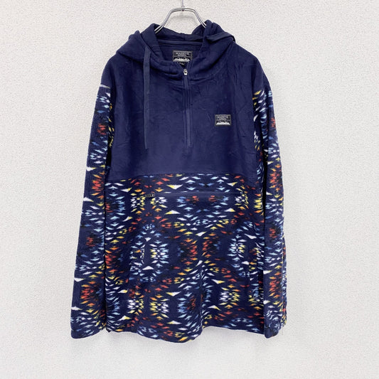 MASSIVE OUTDOOR　フリースアノラックパーカー　アステカ柄　紺　ネイビー　XLサイズ