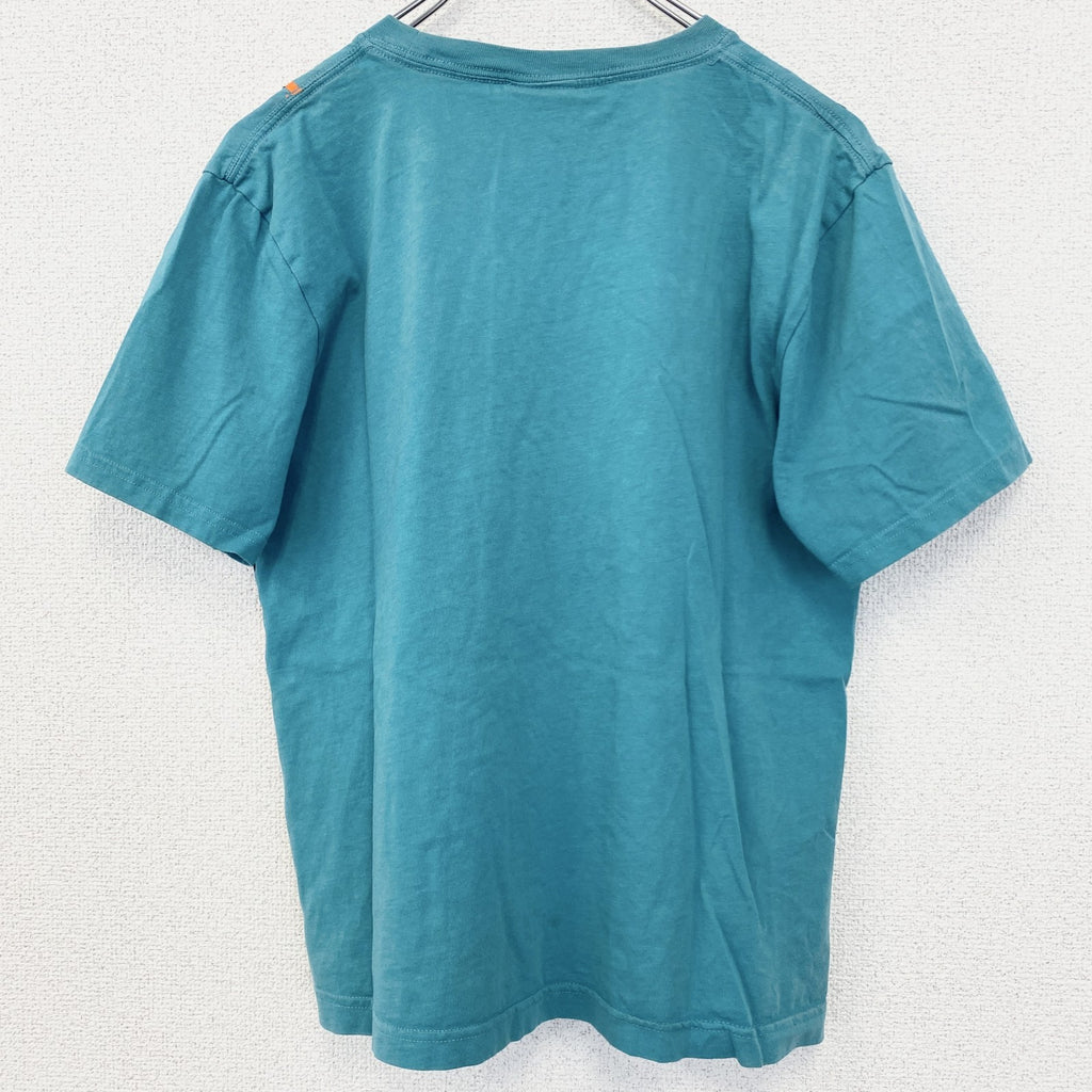 NO FEAR　ノーフィア　半袖プリントTシャツ　クルーネック　レトロデザイン　バイク　水色　ブルー　　古着