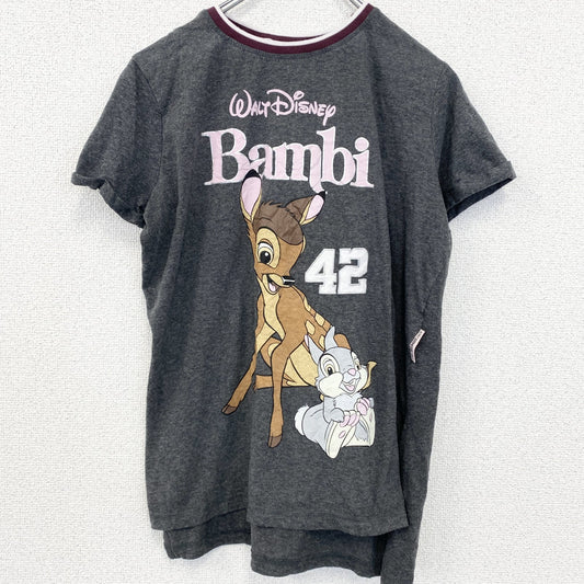 古着 used　Disney　ディズニー　半袖プリントTシャツ　バンビ　Bambi　レトロデザイン　ダークグレー　Mサイズ