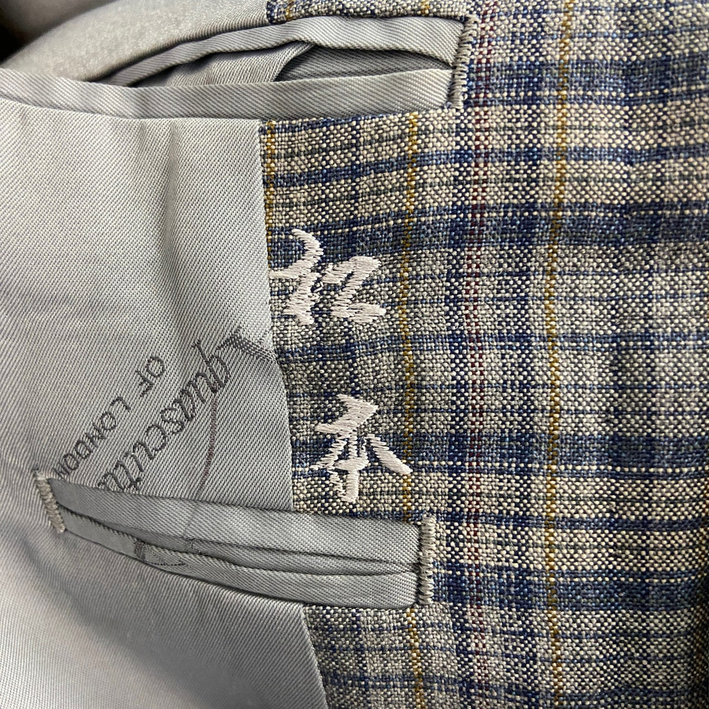 Aquascutum アクアスキュータム　テーラードジャケット　チェック柄　ノッチドラペル　灰色　グレー　古着
