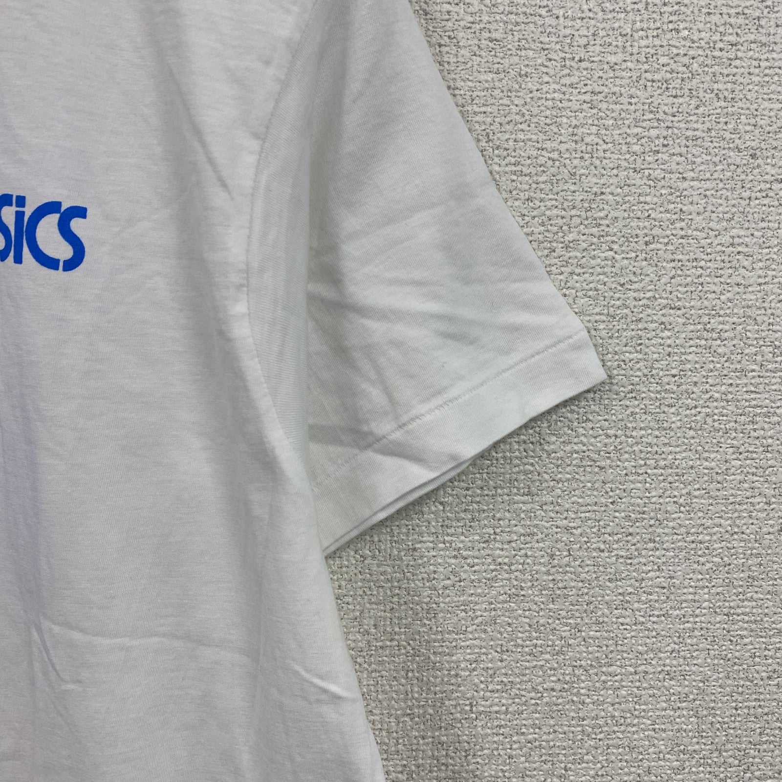 90s　asics　アシックス　青梅マラソン　半袖プリントTシャツ　シングルステッチ　ヴィンテージ　白　ホワイト　フリーサイズ　古着