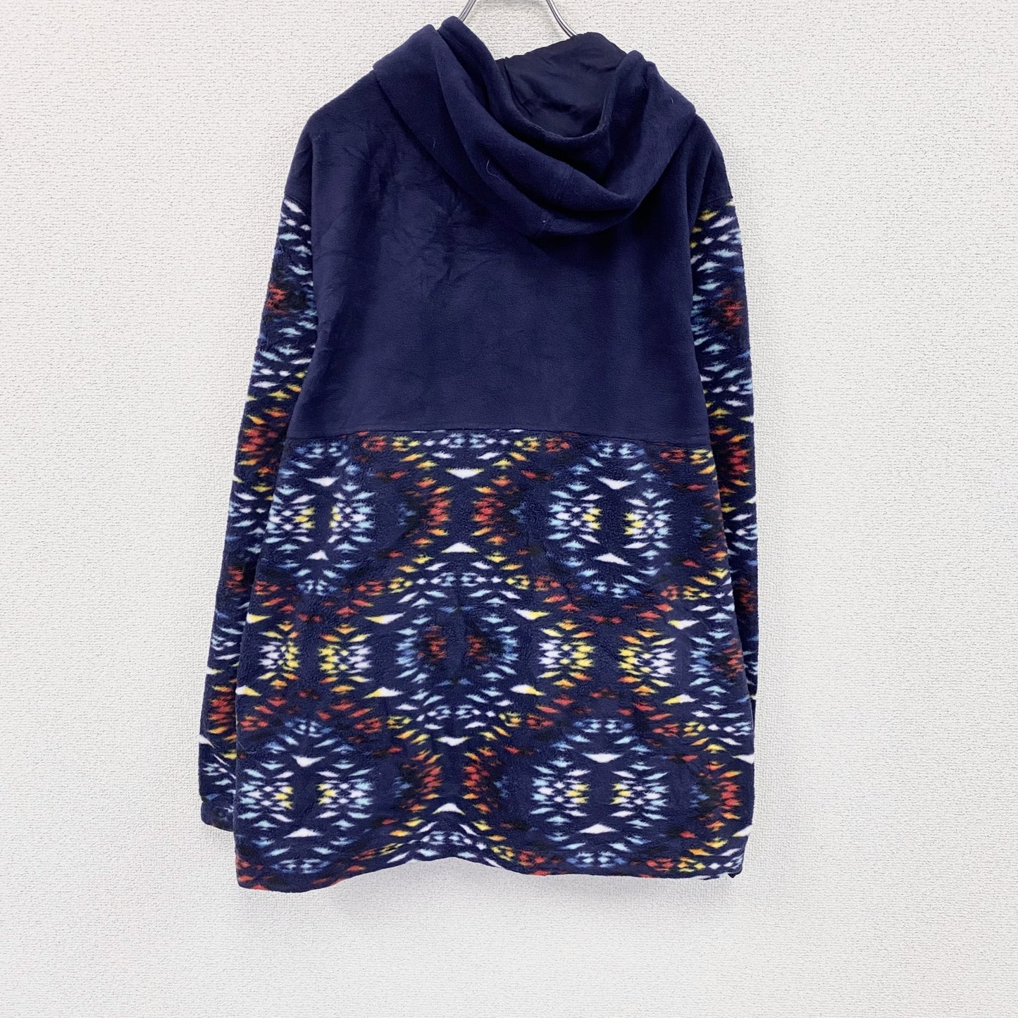 MASSIVE OUTDOOR　フリースアノラックパーカー　アステカ柄　紺　ネイビー　XLサイズ