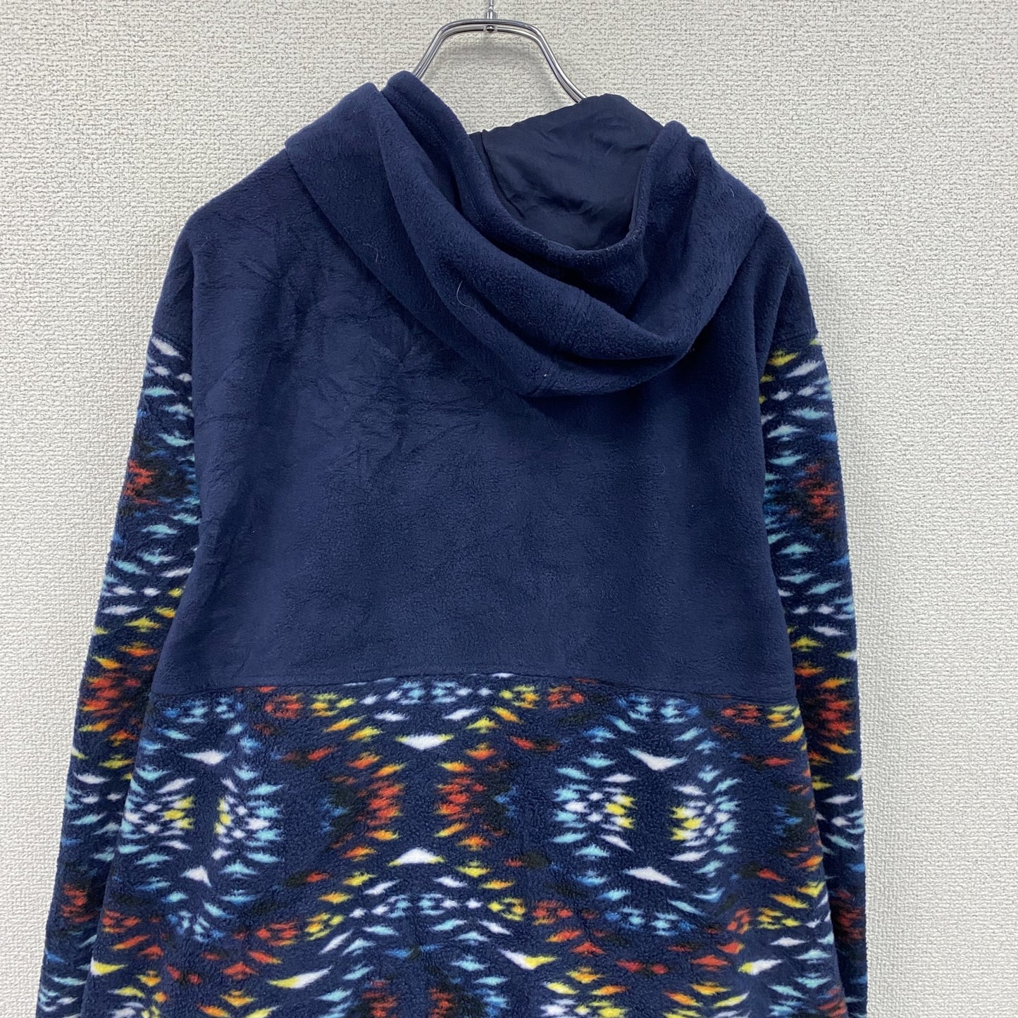 MASSIVE OUTDOOR　フリースアノラックパーカー　アステカ柄　紺　ネイビー　XLサイズ