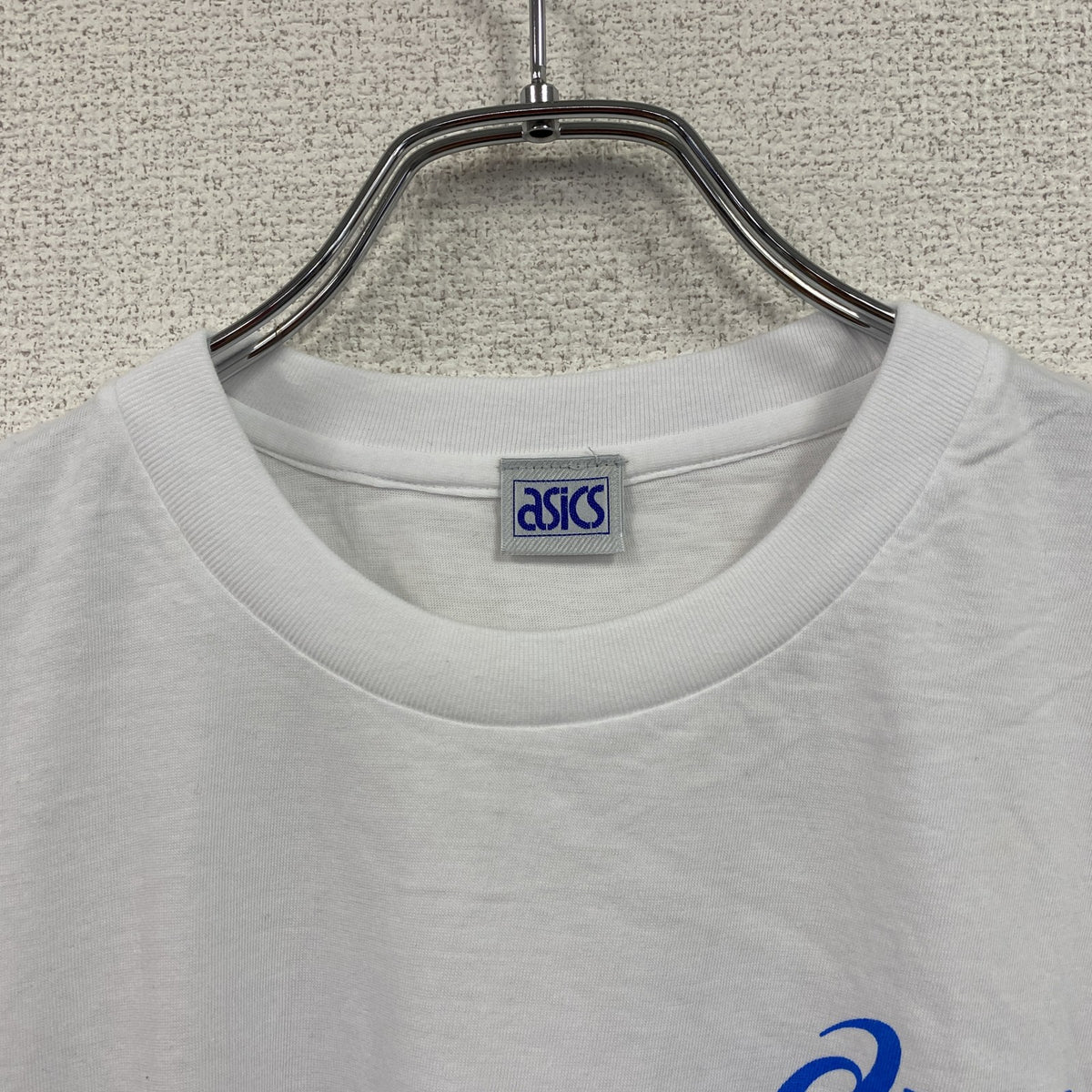 90s　asics　アシックス　青梅マラソン　半袖プリントTシャツ　シングルステッチ　ヴィンテージ　白　ホワイト　フリーサイズ　古着