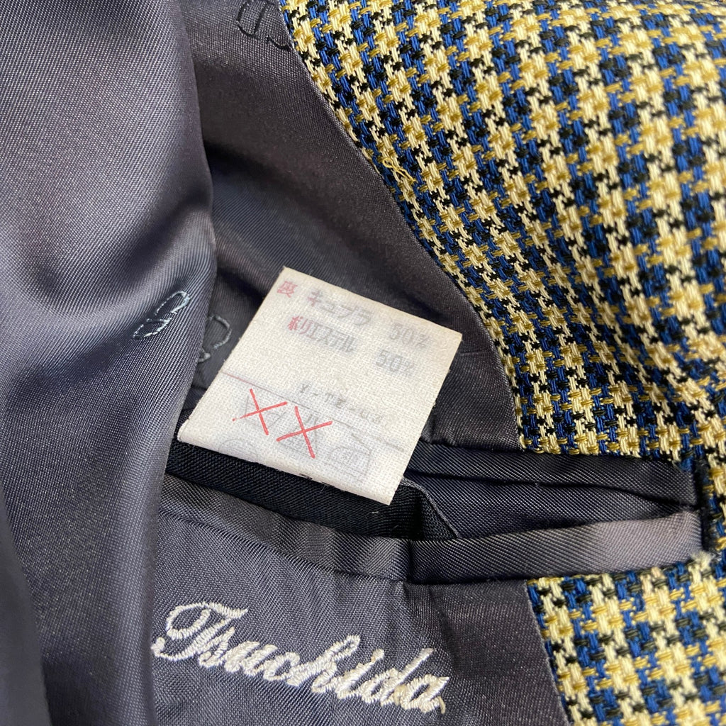 Christian Dior　クリスチャンディオール　テーラードジャケット　千鳥格子　ノッチドラペル　黄色　イエロー　古着