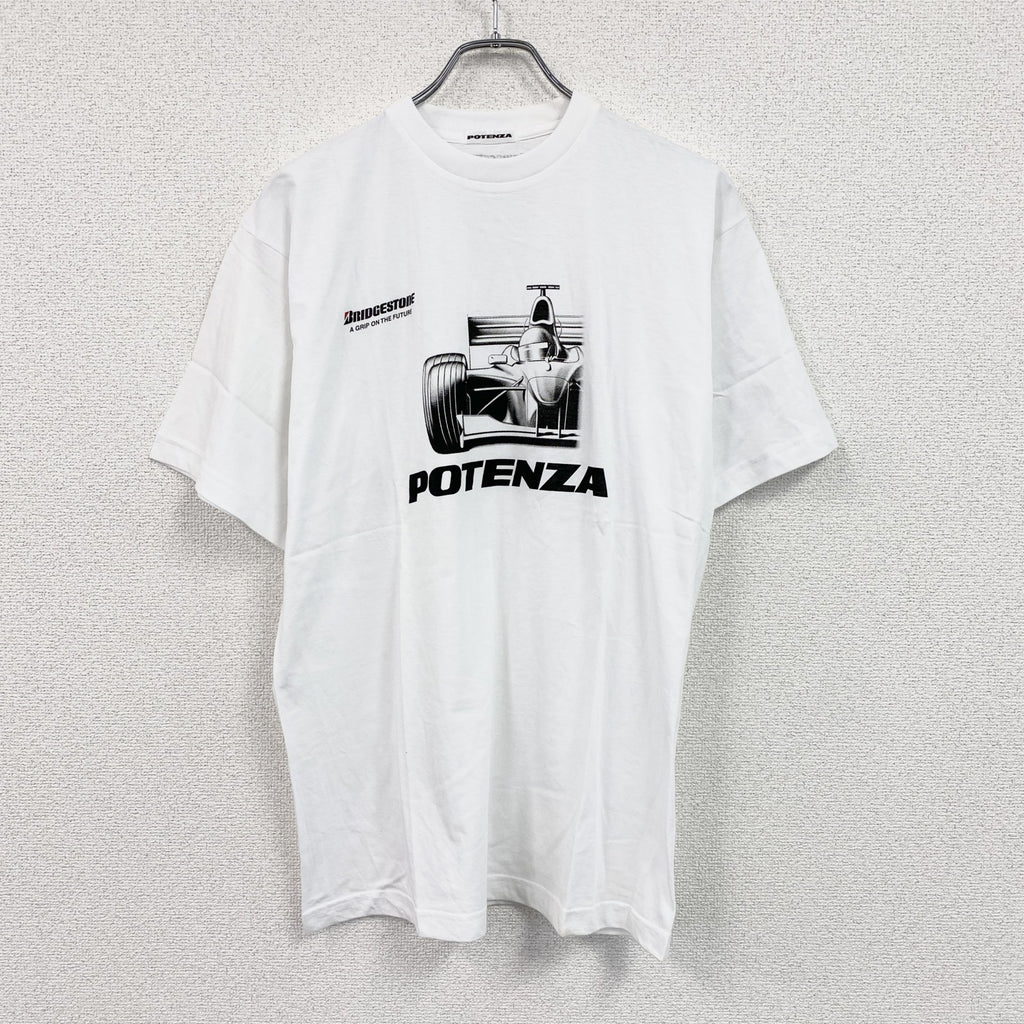 POTENZA　ポテンザ　BRIDGESTONE　ブリヂストン　スーパーフォーミュラ　半袖プリント企業Tシャツ　白　ホワイト　古着