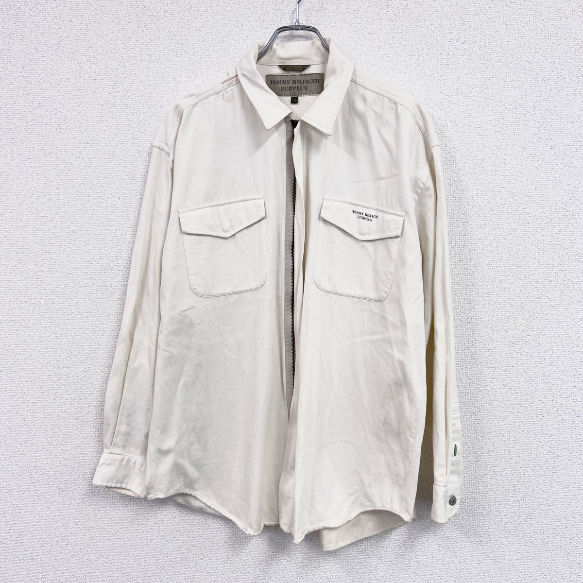 TOMMY HILFIGER SURPLUS　トミーヒルフィガーサープラス　ミリタリーシャツ　白　ホワイト　Lサイズ　古着
