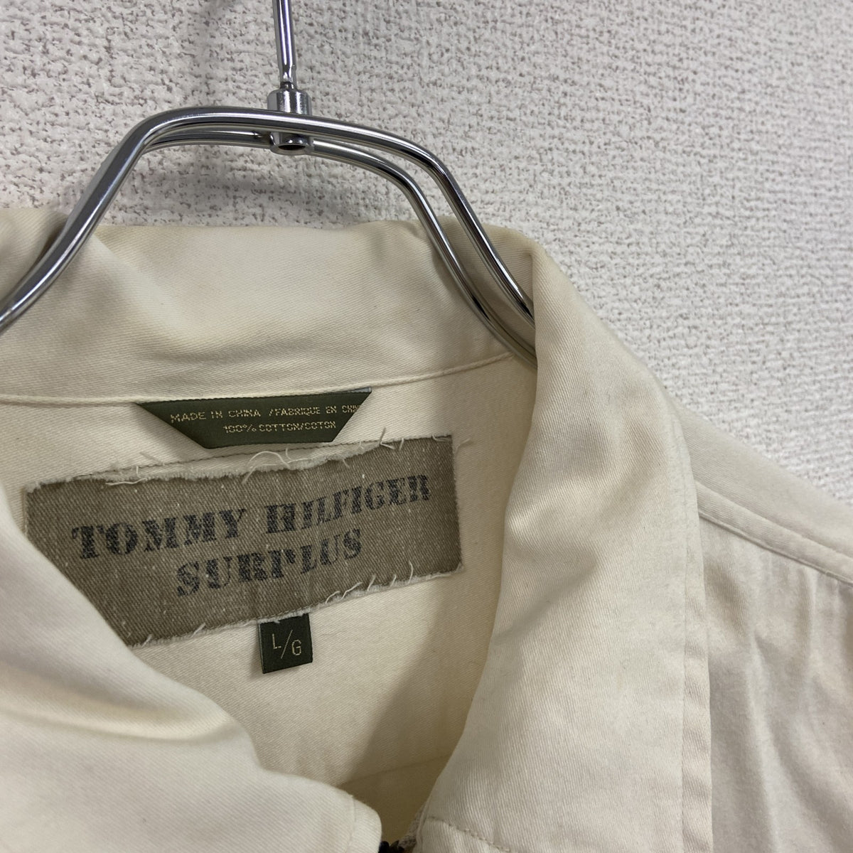 TOMMY HILFIGER SURPLUS　トミーヒルフィガーサープラス　ミリタリーシャツ　白　ホワイト　Lサイズ　古着