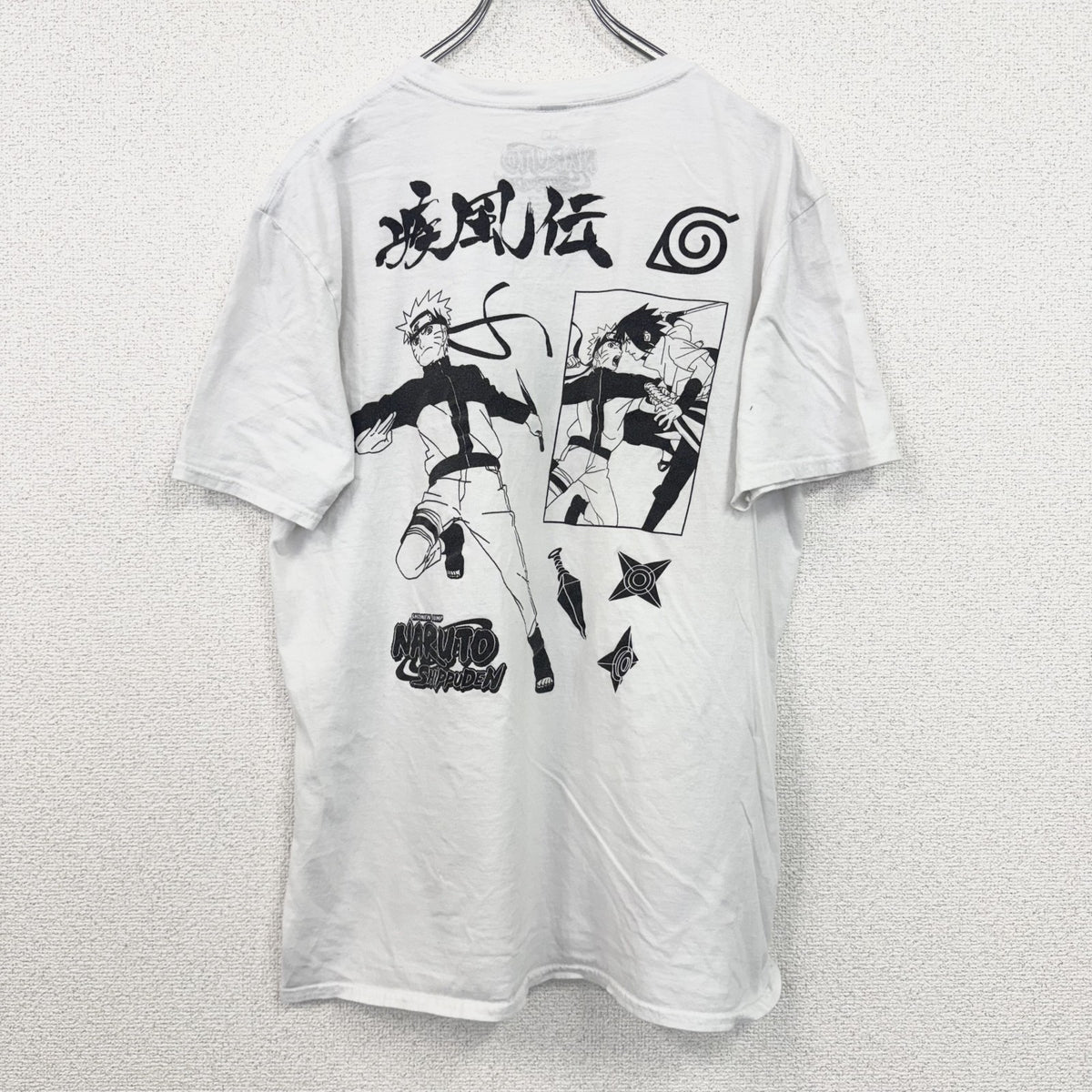 NARUTO　ナルト　半袖アニメプリントTシャツ　JUMP　ジャンプ　クルーネック　レトロデザイン　Lサイズ　古着