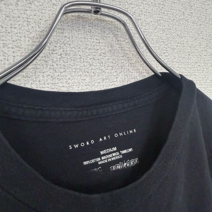 ソードアートオンライン　半袖アニメプリントTシャツ　　クルーネック　レトロデザイン　黒　ブラック　Mサイズ　古着