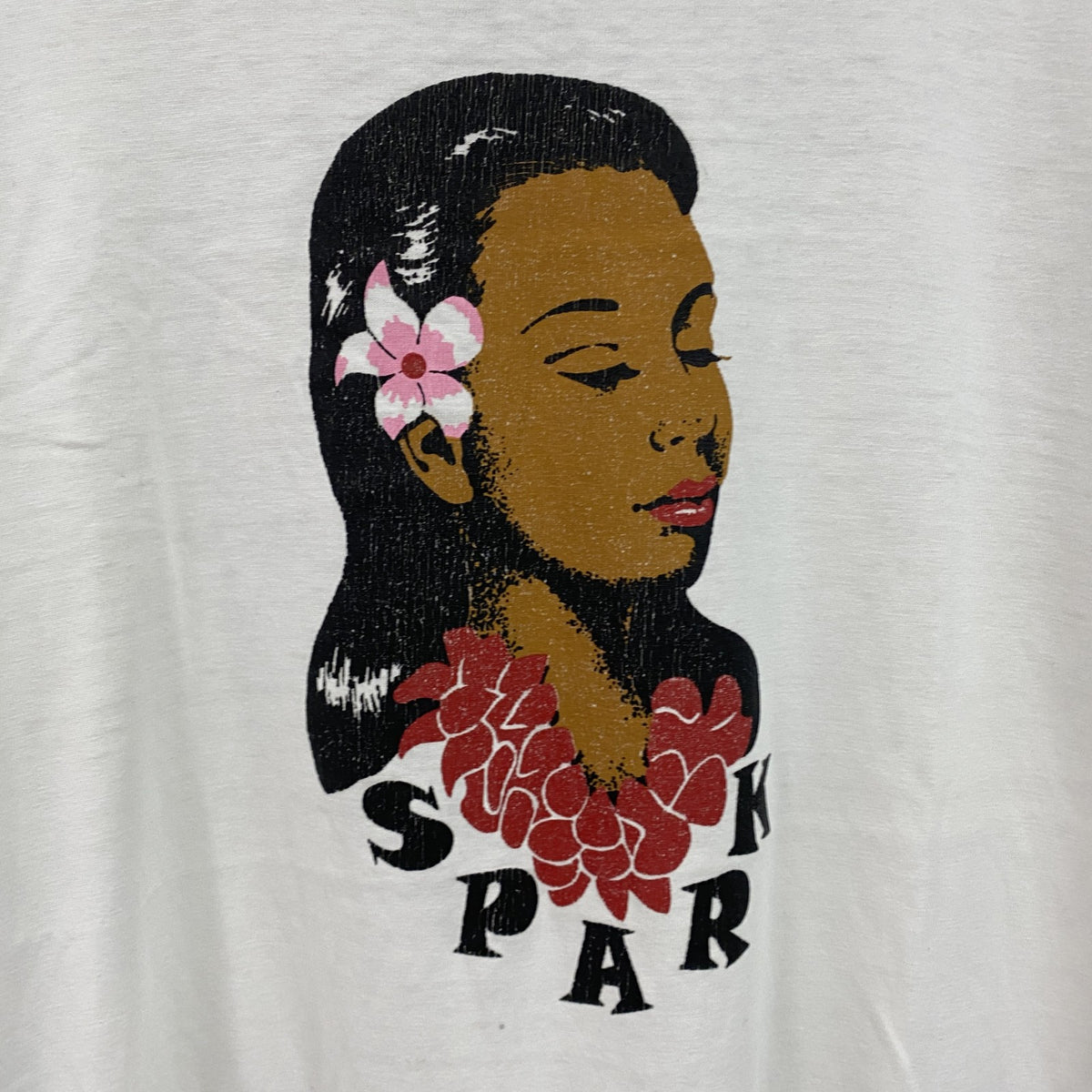 SPARK　スパーク　半袖Tシャツ　ロゴプリント　アロハ　両面プリント　アーチプリント　白　ホワイト　古着