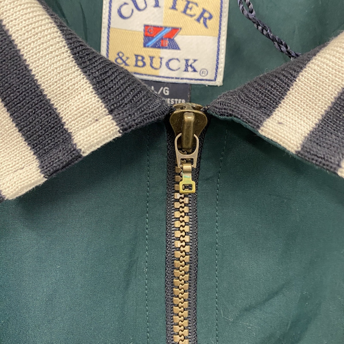 90s　CUTTER&BUCK　カッターアンドバック　ハーフジッププルオーバージャケット　緑　グリーン　Lサイズ　　ヴィンテージ　古着