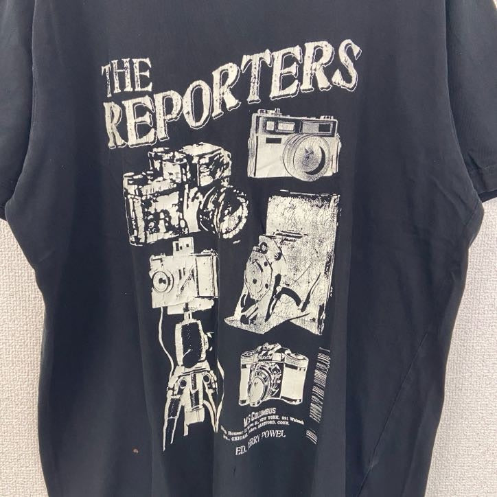 半袖プリントTシャツ　カメラ　CAMERA　レトロデザイン　クルーネック　黒　ブラック　XLサイズ　古着