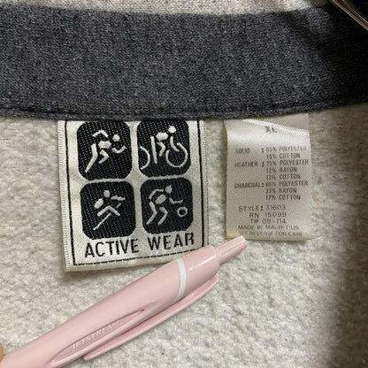 古着 used　ACTIVEWEAR　長袖ジップアップ切り替えスウェット　トレーナー　グレー　パープル　オーバーサイズ　XLサイズ