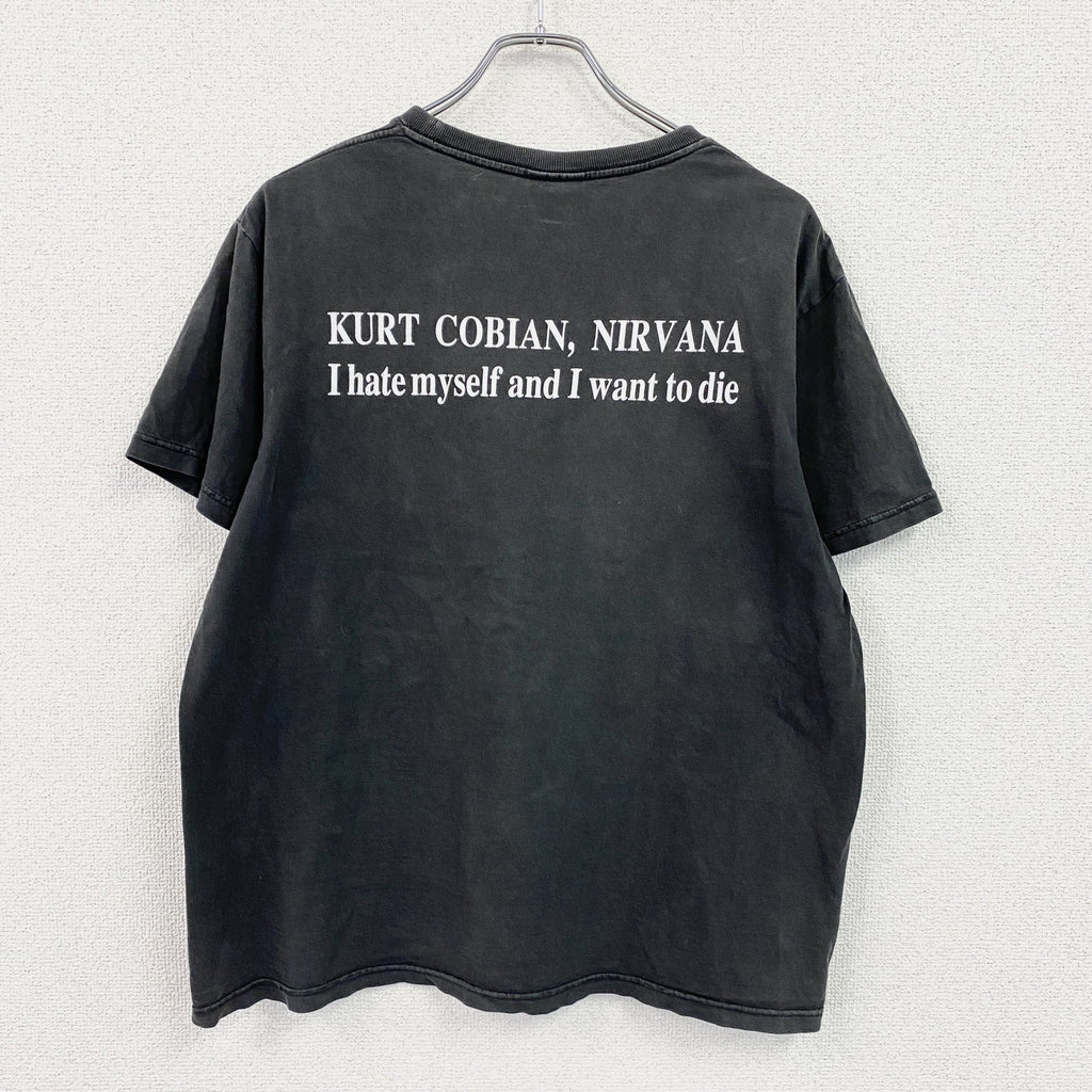 wall of fame　カートコバーン　半袖プリントフォトTシャツ　黒　ブラック　Lサイズ　古着