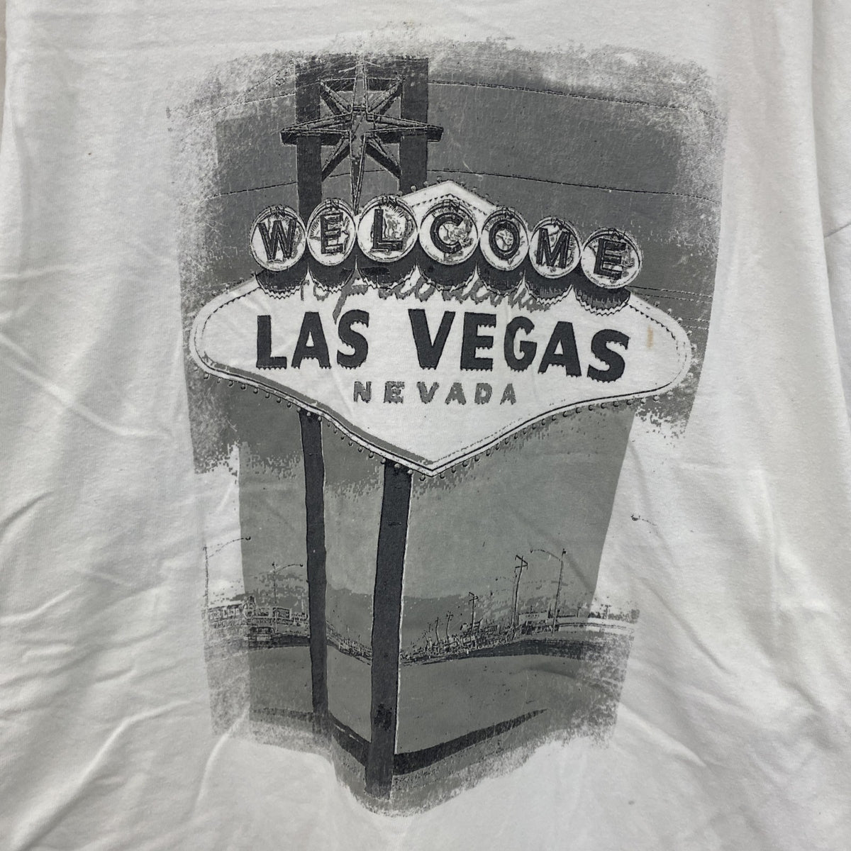半袖プリントTシャツ　Las Vegas　ラスベガス　ス―べニア　白　ホワイト カットソー メンズ 古着